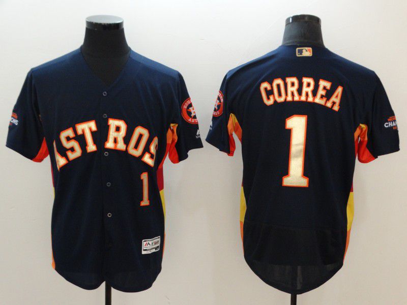 Men Houston Astros #1 Correa Blue Elite Champion Edition MLB Jerseys1->->MLB Jersey